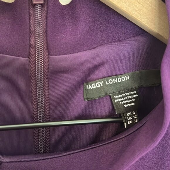 EUC Maggy London Tie-Neck Fit & Flare Dress | Purple | Size: 8 - Picture 4 of 8